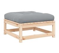 Ziaphsol Repose Pied de Jardin modulable avec Coussin Gris en Bois de pin Massif, 70 x 70 x 30 cm, Assise extérieure pour terrasse Balcon Patio Lounge