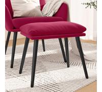 Ziaphsol Repose-Pied en Velours Rouge Bordeaux 45x29,5x35 cm avec Pieds en métal Design Moderne pour Salon Chambre Fauteuil d’appoint Confort et stabilité