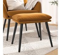 Ziaphsol Repose-pieds marron en velours avec pieds en métal - 45 x 29,5 x 35 cm - Pouf ottoman rembourré avec rembourrage en mousse - Repose-pieds sur le canapé ou comme siège dans le salon