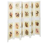 Ziaphsol Romdivider Panneau blanc en MDF pliable 212 x 165 cm Motif oiseaux et fleurs Intimité Intérieur Convient pour salon, bureau et décoration