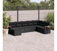 Ziaphsol Salon de Jardin 8 pièces en résine tressée Noir avec Coussins, Ensemble modulaire pour terrasse et Patio, Comprenant canapé, Fauteuil, Table Basse, Rangement intégré, Housse Amovible