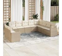 Ziaphsol Salon de Jardin modulable 10 pcs Beige en résine tressée, canapé Fauteuil Pouf Angle Module siège Banquette Sofa terrasse Balcon Patio, Coussins Amovibles et Rangement intégré