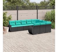 Ziaphsol Salon de Jardin modulable 10 pcs Noir en résine tressée, canapé Fauteuil Pouf Angle Module siège, Banquette Sofa méridienne avec accoudoir Dossier Coussins pour terrasse Balcon Patio Lounge