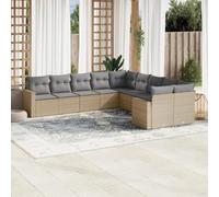 Ziaphsol Salon de Jardin modulable 10 pièces Beige en résine tressée, canapé Fauteuil Pouf Angle Module siège Banquette Sofa avec accoudoir Dossier, terrasse Balcon Patio véranda Lounge