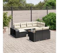 Ziaphsol Salon de Jardin modulable 11 pcs Noir en résine tressée, canapé Fauteuil Pouf Angle, Table avec Bois d Acacia, Coussins lavables pour terrasse Jardin extérieur
