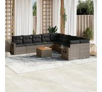 Ziaphsol Salon de Jardin modulable 11 pièces en résine tressée Gris avec Coussins, canapé Fauteuil Pouf Angle, Module siège Banquette Sofa, terrasse Balcon Patio Lounge