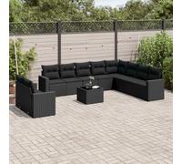 Ziaphsol Salon de Jardin modulable 11 pièces Noir en résine tressée avec Coussins, canapé Fauteuil Pouf Angle Module siège Banquette Lounge terrasse Patio extérieur