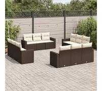 Ziaphsol Salon de Jardin modulable 12 pièces Marron en résine tressée avec Coussins et Rangement, canapé Fauteuil Pouf Angle Module siège pour terrasse Balcon Patio véranda Lounge extérieur