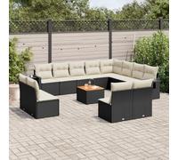 Ziaphsol Salon de Jardin modulable 13 pcs Noir en résine tressée, canapé Fauteuil Pouf Angle Module siège avec Coussins, terrasse Balcon Patio véranda Lounge, Assise d'extérieur résistante