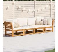 Ziaphsol Salon de Jardin modulable 4 pcs en Bois d'acacia Massif avec Coussins, canapé Fauteuil Angle et Module pour terrasse Balcon Patio véranda, Assise Lounge détente Confortable