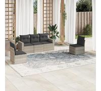 Ziaphsol Salon de Jardin modulable 5 pcs, canapé Fauteuil Pouf Angle Module siège en résine tressée Gris Clair, Coussins Gris foncé, Rangement intégré terrasse Balcon Patio Lounge