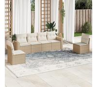 Ziaphsol Salon de Jardin modulable 6 pièces Beige en résine tressée, canapé Fauteuil Pouf Angle élément siège, Coussins Amovibles, Rangement intégré pour terrasse Balcon Patio véranda Lounge