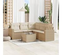Ziaphsol Salon de Jardin modulable 6 pièces Beige en résine tressée, canapé Fauteuil Pouf Angle et élément, Table en Verre trempé, Coussins lavables, pour terrasse Patio Balcon détente