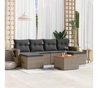 Ziaphsol Salon de Jardin modulable 7 pièces Gris en résine tressée avec Coussins, canapé Fauteuil Pouf Angle siège, Table d appoint, terrasse Balcon Patio véranda Lounge