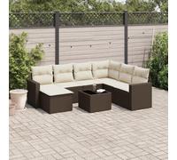 Ziaphsol Salon de Jardin modulable 8 pcs avec Coussins Marron en résine tressée, canapé Fauteuil Pouf Angle Module siège, extérieur terrasse Patio véranda Lounge, Rangement intégré
