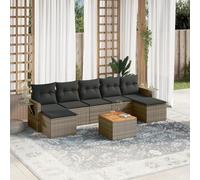 Ziaphsol Salon de Jardin modulable 8 pièces en résine tressée Grise, canapé Fauteuil Pouf Angle élément siège Dossier, Coussins lavables, Table d'appoint en Acacia pour terrasse Balcon Patio véranda