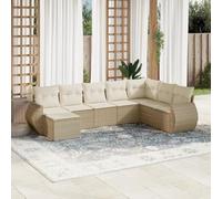 Ziaphsol Salon de Jardin modulable Beige en résine tressée, canapé Fauteuil Pouf Angle, Module siège Banquette Sofa, méridienne, accoudoir et Dossier, pour Jardin terrasse Patio