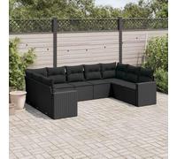 Ziaphsol Salon de Jardin modulable Noir en résine tressée, 9 pièces avec Coussins, canapé Fauteuil Pouf Angle, Module sectionnel pour terrasse Balcon Patio véranda et Espace détente