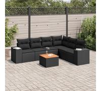 Ziaphsol Salon Jardin 7 pcs en résine tressée Noir avec Coussins, Ensemble mobilier extérieur modulaire pour terrasse Balcon Patio, canapé Fauteuil Table Basse, Assise Confortable avec Housse Lavable