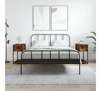 Ziaphsol Scandinavian Modern Chevet Table Appoint with Storage 2 pcs in Oak Finish 30x60x60 cm Durable MDF Wood and Metal Frame Bedroom Nightstand for Living Room Dorsitory Adult Child