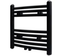 Ziaphsol Sèche-Serviettes Eau Chaude à Rails incurvés Noir 480 x 480 mm pour Salle de Bain Chauffage Efficace sans électricité avec 8 Barres en Acier, idéal pour Maison, Salon, Chambre ou Bureau