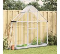 Ziaphsol Serre avec cadre de fondation en aluminium et polycarbonate argenté transparent 169 x 58 x 202 cm pour tomates, légumes, herbes, avec cadre de fond de 7 cm et fenêtre d'aération