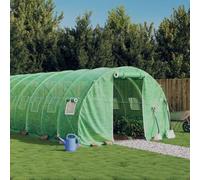 Ziaphsol Serre avec cadre en acier Vert 24 m² 8 x 3 x 2 m Bâche en film PE avec porte zippée et 4 fenêtres en filet pour légumes, herbes et culture dans le jardin