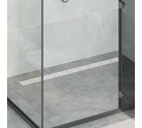 Ziaphsol Siphon de douche en acier inoxydable 304 argenté - 100 cm - Siphon à 360° - Réglable en hauteur de 0 à 30 mm - Amovible avec couvercle de ligne - Pour salle de bain douche intérieur
