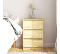 Ziaphsol Solid Pine Wood Nightstand 40x29.5x64 cm with Three Drawers Bedroom Side Table for Living Room Modern Rustic Furniture for Bedroom and Lounge