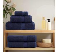 Ziaphsol SOLUND Lot de 10 serviettes d'invité Bleu marine 15 x 21 cm en 100 % coton filé à l'anneau, 550 g/m², absorbantes, douces, avec boucle de suspension pour salle de bain, douche, hôtel et