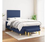 Ziaphsol Sommier à Lattes avec Matelas Bleu 120x200 cm Tissu Polyester Cadre Bois et Ressorts ensachés Banc Assorti pour Chambre Confortable et Soutien Dorsal réglable