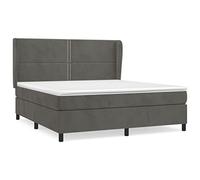 Ziaphsol Sommier à Lattes de lit 180x200cm avec Matelas à Ressorts ensachés Gris foncé Velours, Cadre en Bois Massif, tête de lit réglable, Base Solide pour Chambre Confortable