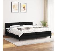 Ziaphsol Sommier à Lattes de lit avec Matelas 200x200 cm en Tissu Noir, Cadre en Bois, Matelas à Ressorts ensachés, tête de lit réglable, surmatelas Doux, Ensemble de literie Complet pour Chambre