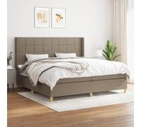 Ziaphsol Sommier à Lattes de lit avec Matelas 200x200 cm Taupe Tissu, Cadre en Bois Massif, Matelas à Ressorts ensachés, surmatelas Moelleux, tête de lit réglable, mobilier de Chambre Confortable