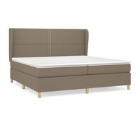 Ziaphsol Sommier à Lattes de lit avec Matelas 200x200 cm Tissu Taupe, Cadre en Bois Massif, Matelas à Ressorts ensachés, surmatelas Mousse, tête de lit réglable pour Chambre Confortable