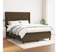 Ziaphsol Sommier à Lattes de lit avec Matelas et surmatelas Marron foncé 140x190 cm Cadre en Bois Massif Tissu Polyester Ressorts ensachés Base Plateforme pour Chambre Confortable