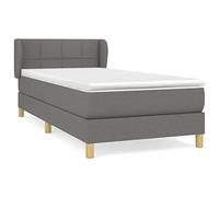 Ziaphsol Sommier à Lattes de lit avec Matelas Gris Clair 80x200 cm Tissu Polyester Cadre Bois mélèze tête de lit réglable Matelas à Ressorts ensachés surmatelas Mousse Confort Durable