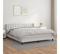Ziaphsol Sommier à Lattes de lit Blanc 180x200cm avec Matelas à Ressorts ensachés, Cadre en Bois de mélèze et Similicuir, tête de lit réglable, surmatelas Doux pour Un Confort Optimal