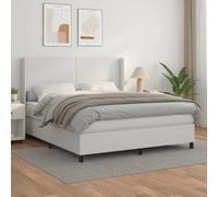 Ziaphsol Sommier à Lattes de lit Blanc 180x200cm avec Matelas à Ressorts ensachés, Cadre en Bois de mélèze, tête de lit réglable, Similicuir Durable et surmatelas Doux pour Un Confort Optimal