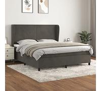 Ziaphsol Sommier à Lattes de lit Gris foncé 180x200cm Velours avec Matelas à Ressorts ensachés Cadre en Bois Massif tête de lit réglable Ensemble Complet pour Chambre Confortable