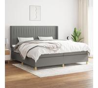 Ziaphsol Sommier à Lattes de lit Gris foncé 200x200cm avec Matelas à Ressorts ensachés, Cadre en Bois Massif et Tissu, tête de lit réglable, surmatelas Moelleux pour Chambre Confortable