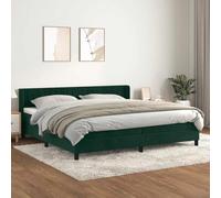 Ziaphsol Sommier à Lattes de lit Vert foncé 200x200cm avec Matelas à Ressorts ensachés, Cadre en Bois de mélèze Massif, tête de lit réglable en Velours, surmatelas Moelleux pour Sommeil réparateur