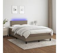 Ziaphsol Sommier à Lattes tapissier avec Matelas à Ressorts ensachés et Bande LED Taupe 120x200 cm Tissu Polyester Cadre en Bois mélèze réglable pour Chambre à Coucher Confortable