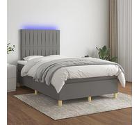 Ziaphsol Sommier à Lattes tapissier Gris foncé 120x200 cm avec Matelas à Ressorts ensachés, surmatelas Mousse, Bande LED intégrée, Cadre en Bois Massif, lit Plateforme Confortable pour Chambre