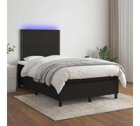 Ziaphsol Sommier à Lattes tapissier Noir 120x200 cm avec Matelas à Ressorts ensachés, surmatelas Doux, Cadre en Bois de mélèze Massif, tête de lit réglable et Bande LED intégrée pour Chambre