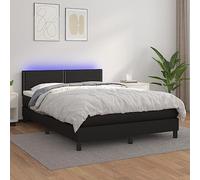 Ziaphsol Sommier à Lattes tapissier Noir 140x190 cm avec Matelas à Ressorts ensachés, tête de lit réglable, Bande LED USB, Cadre Bois mélèze Durable, Base lit Confortable et Design Moderne
