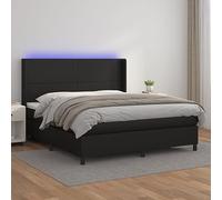 Ziaphsol Sommier à Lattes tapissier Noir 180x200cm avec Matelas à Ressorts ensachés, tête de lit réglable, Bande LED intégrée, Similicuir Durable pour Chambre à Coucher Moderne