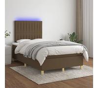 Ziaphsol Sommier tapissier à Lattes avec Matelas à Ressorts ensachés Cadre en Bois Marron foncé 120x200 cm avec Bande LED intégrée pour Chambre Confortable et Moderne