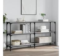 Ziaphsol Sonoma Grey Wooden Console Table 150x29x75 cm with Metal Frame for Entryway Living Room Or Hallway Modern Industrial Design with Storage Space and Adjustable Legs