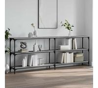 Ziaphsol Sonoma Grey Wooden Console Table 200x29x75 cm with Metal Frame for Entryway Living Room Kitchen Modern Industrial Style